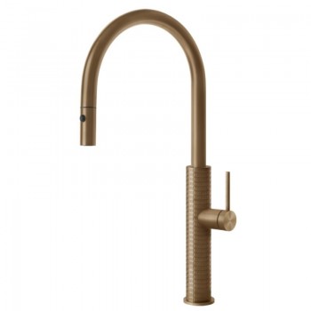 Gessi Miscelatore monocomando con doccetta estraibile Kitchen Meccanica 60024 726 finitura Warm Bronze Brushed