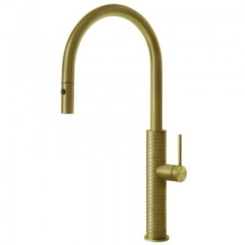 Gessi Miscelatore monocomando con doccetta estraibile Kitchen Meccanica 60024 727 finitura Brass Brushed