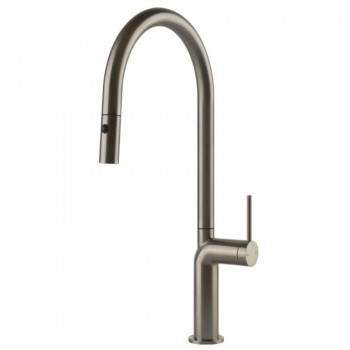 Gessi Miscelatore monocomando con doccetta estraibile Stelo Collection 60303 149 finitura Finox